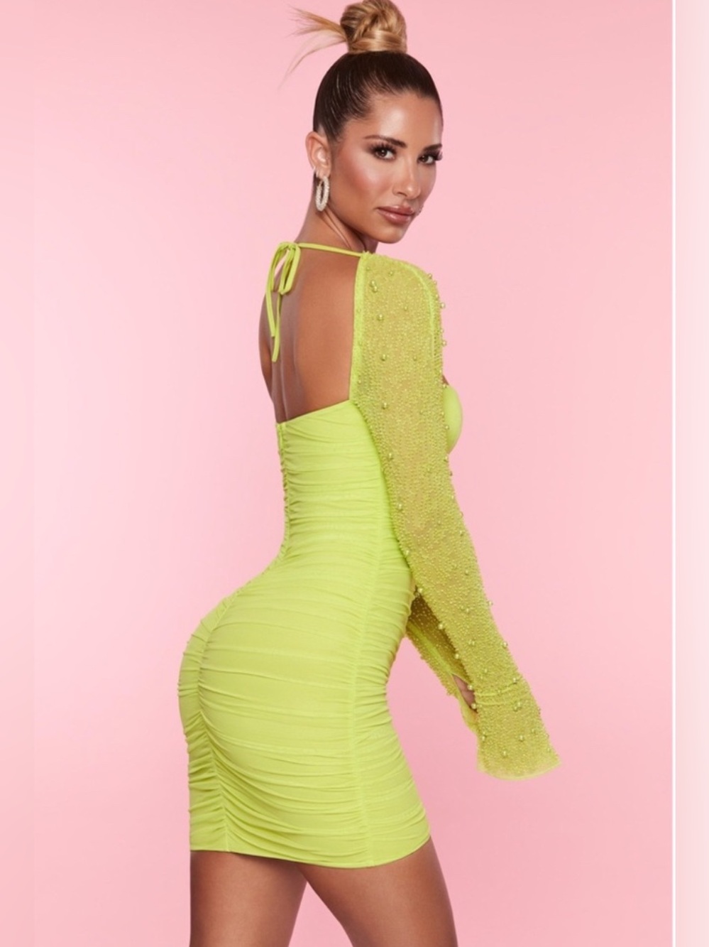 Oh Polly  Lime Green Embellished Lime Dress 🟢 - Picture 3 of 13